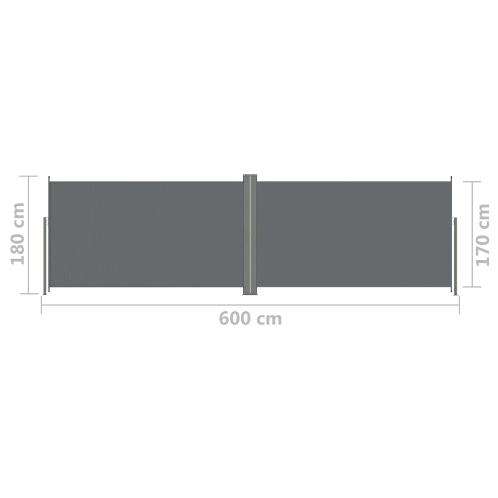 Auvent latéral rétractable Anthracite 180x600 cm