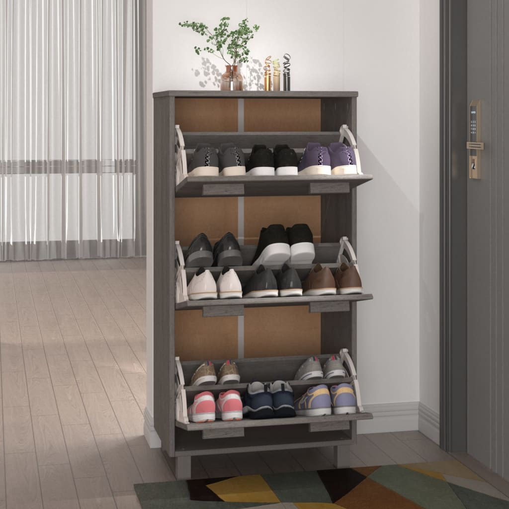 Armoire à chaussures Gris clair 59,5x35x117 cm Bois de pin