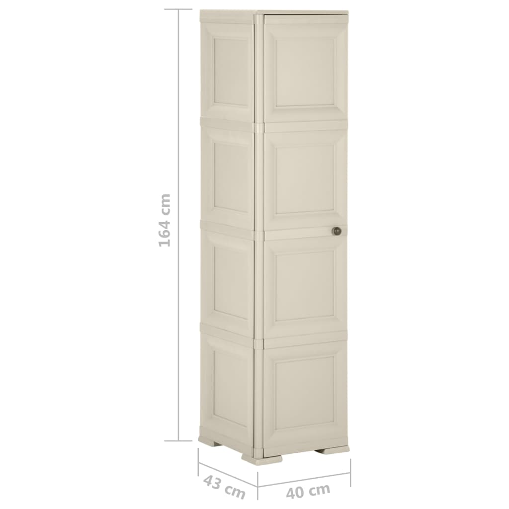 Armoire en plastique 40x43x164 cm Design de bois Crème