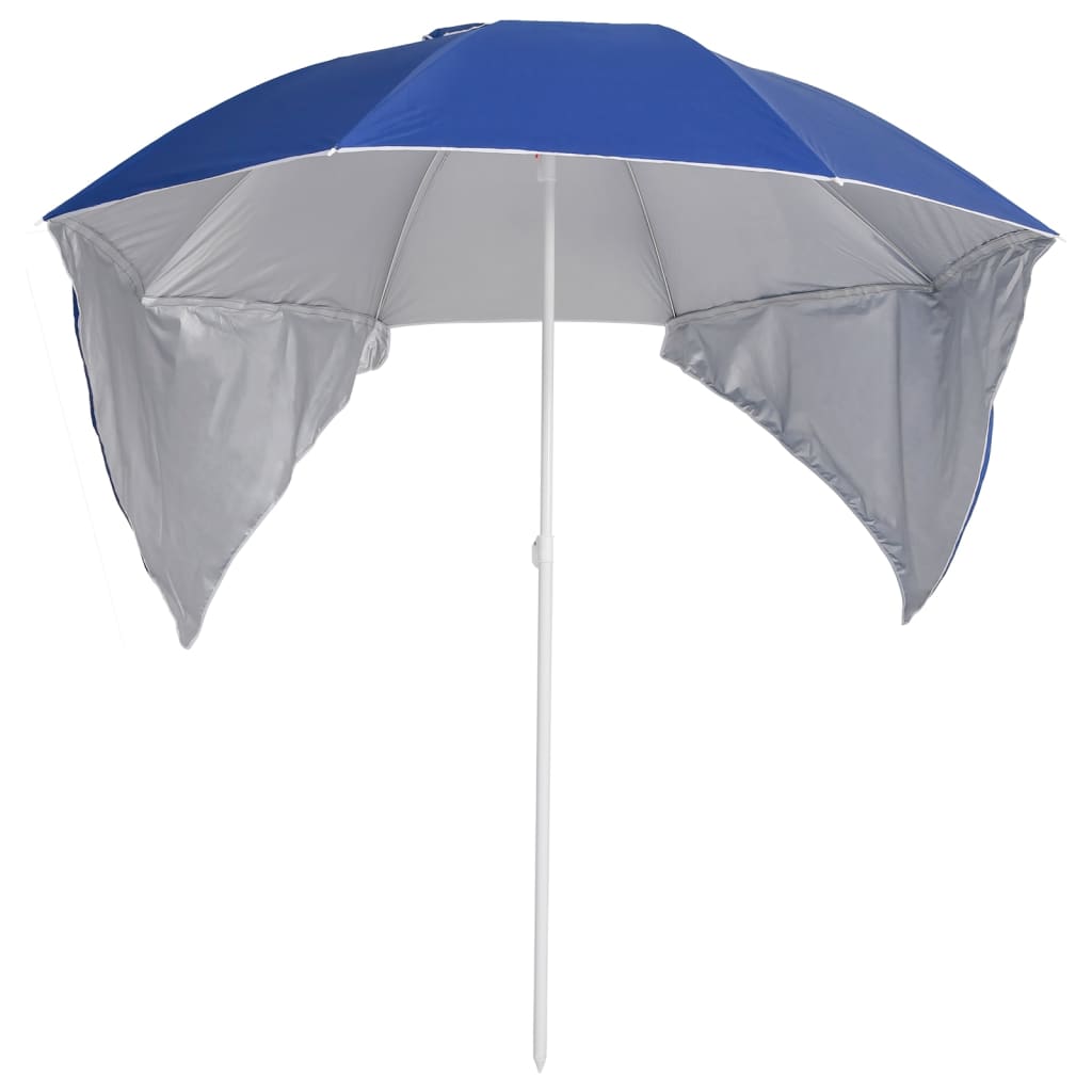 Parasol de plage avec parois latérales Bleu 215 cm