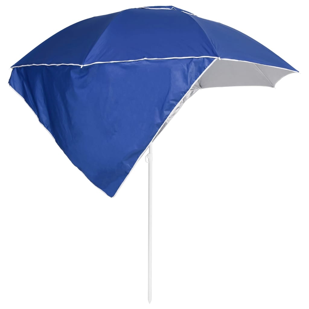 Parasol de plage avec parois latérales Bleu 215 cm