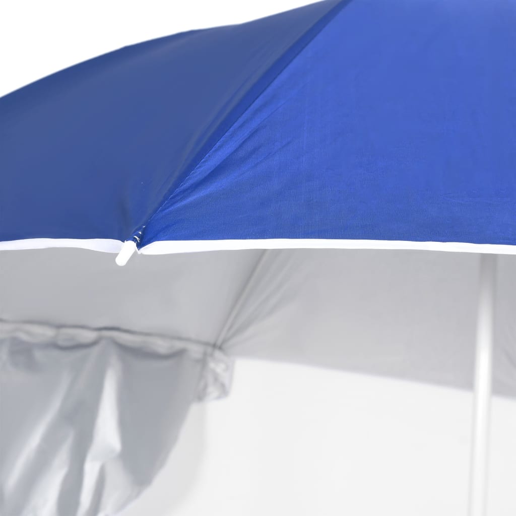 Parasol de plage avec parois latérales Bleu 215 cm