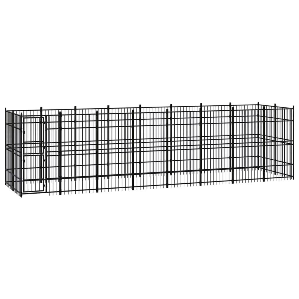 Chenil d'extérieur pour chiens Acier 14,75 m²