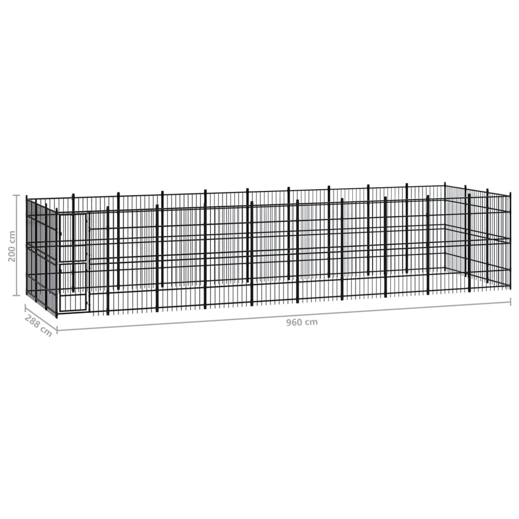 Chenil d'extérieur pour chiens Acier 27,65 m²