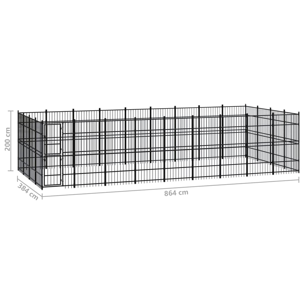 Chenil d'extérieur pour chiens Acier 33,18 m²