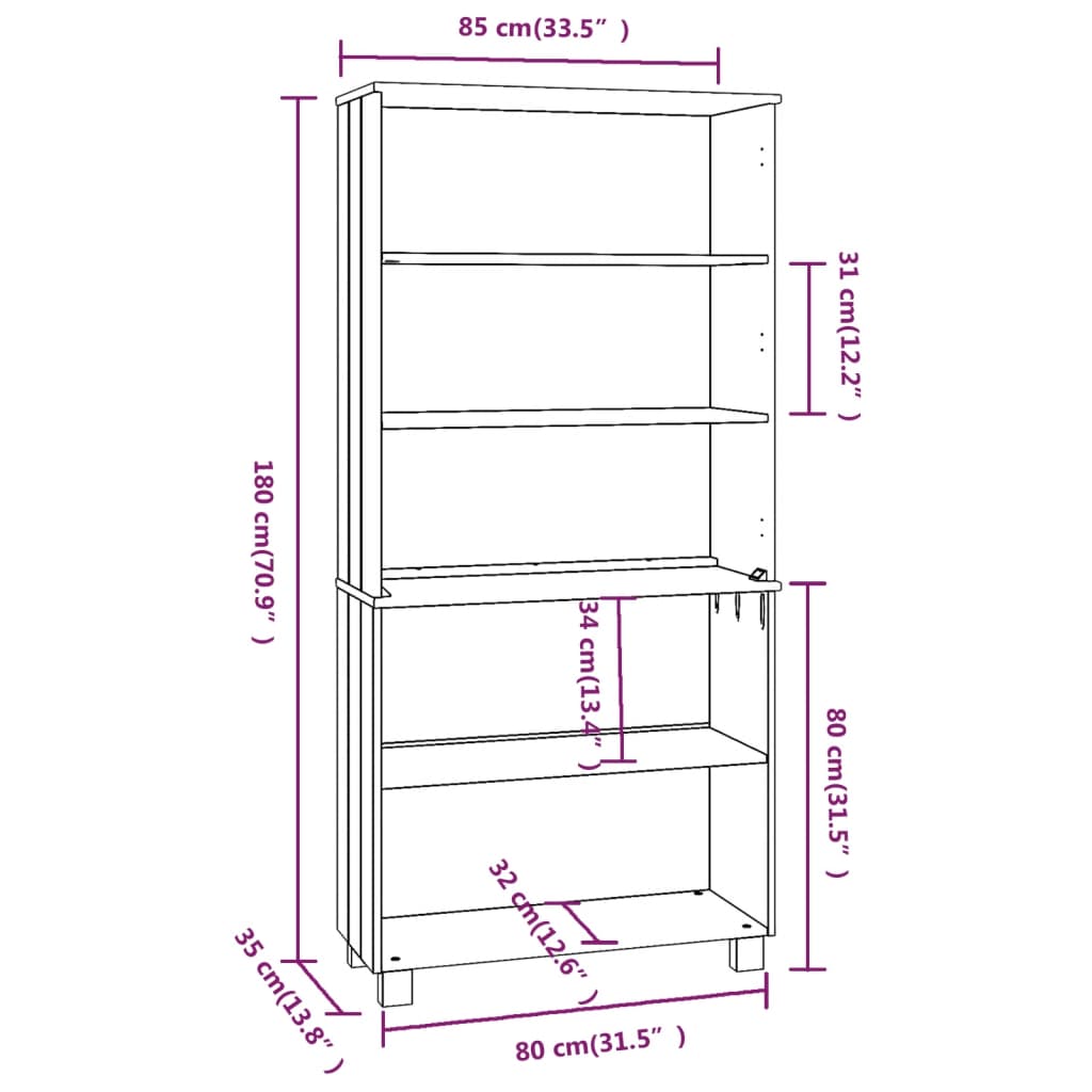 Buffet Bois massif de pin Gris foncé