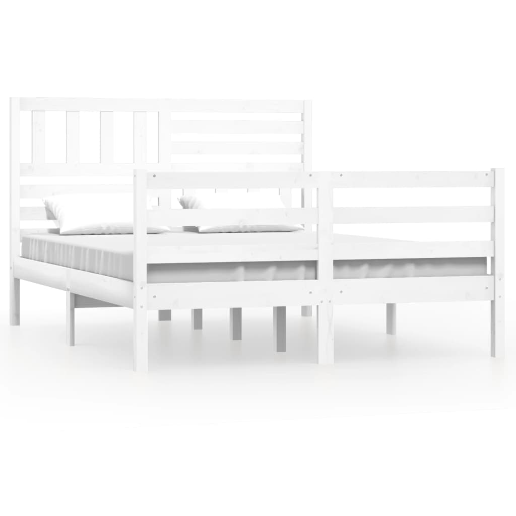 Cadre de lit Blanc Bois massif 140x200 cm