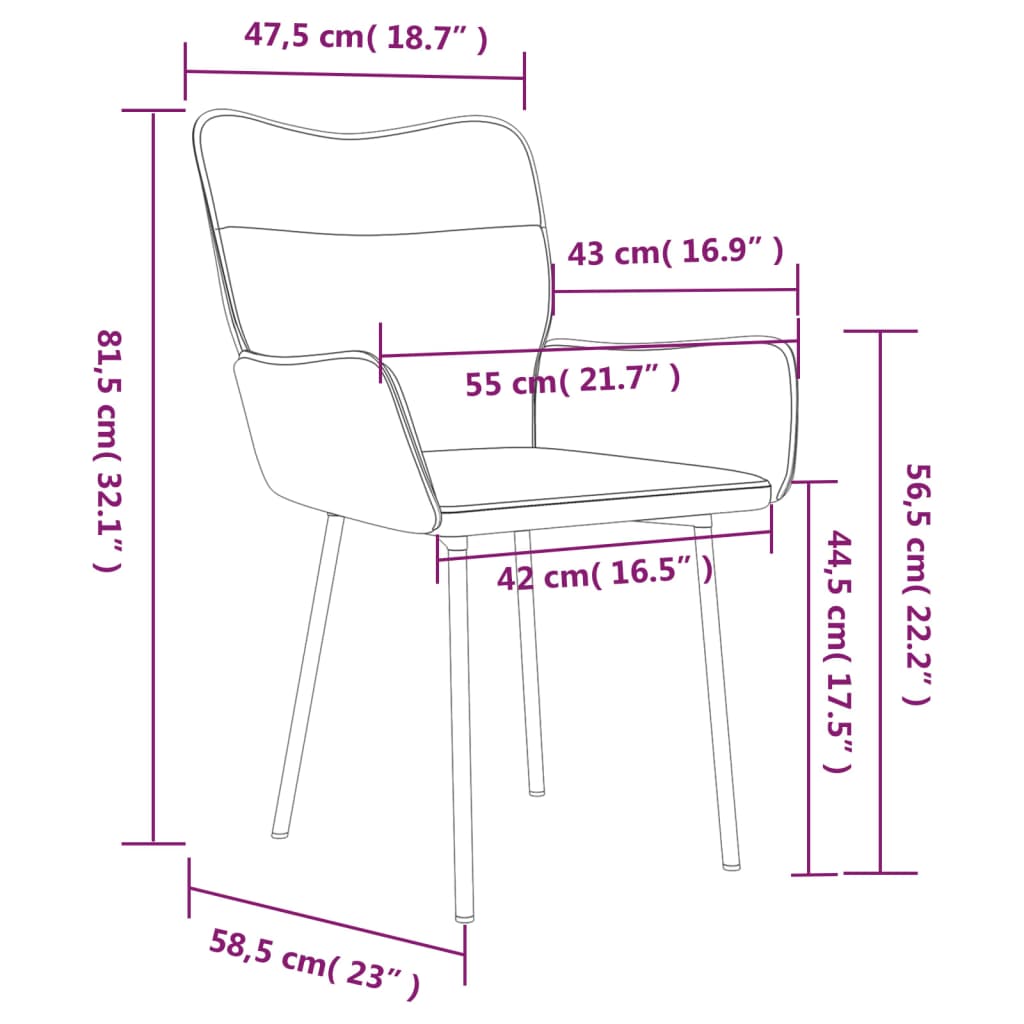 Chaises de salle à manger 2 pcs Rose Velours