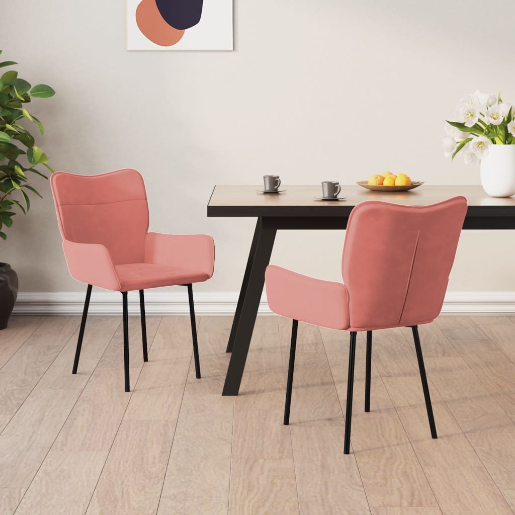 Chaises de salle à manger 2 pcs Rose Velours