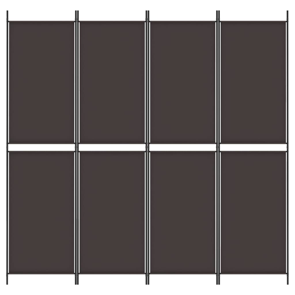 Cloison de séparation 4 panneaux Marron 200x200 cm Tissu