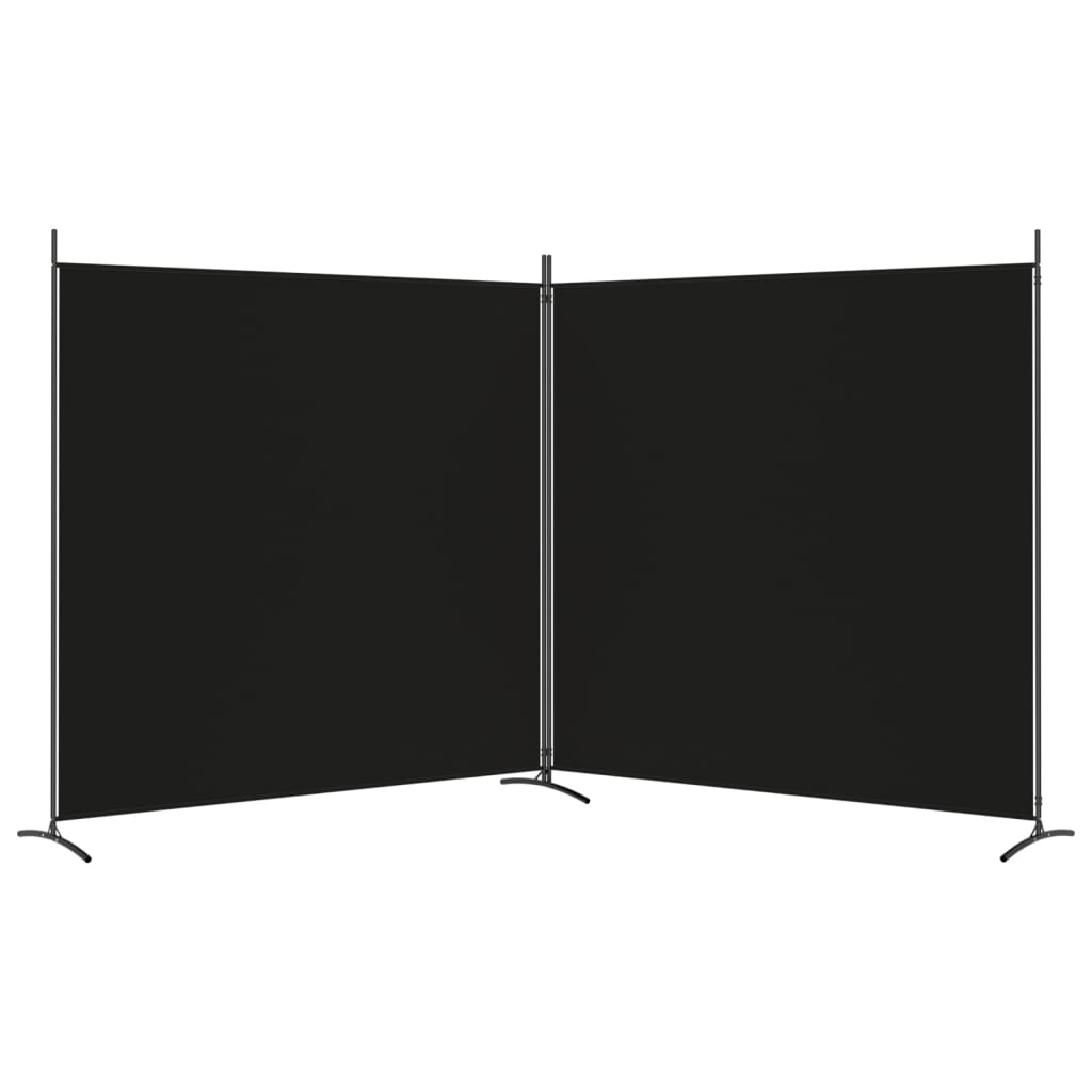Cloison de séparation 2 panneaux Noir 348x180 cm Tissu