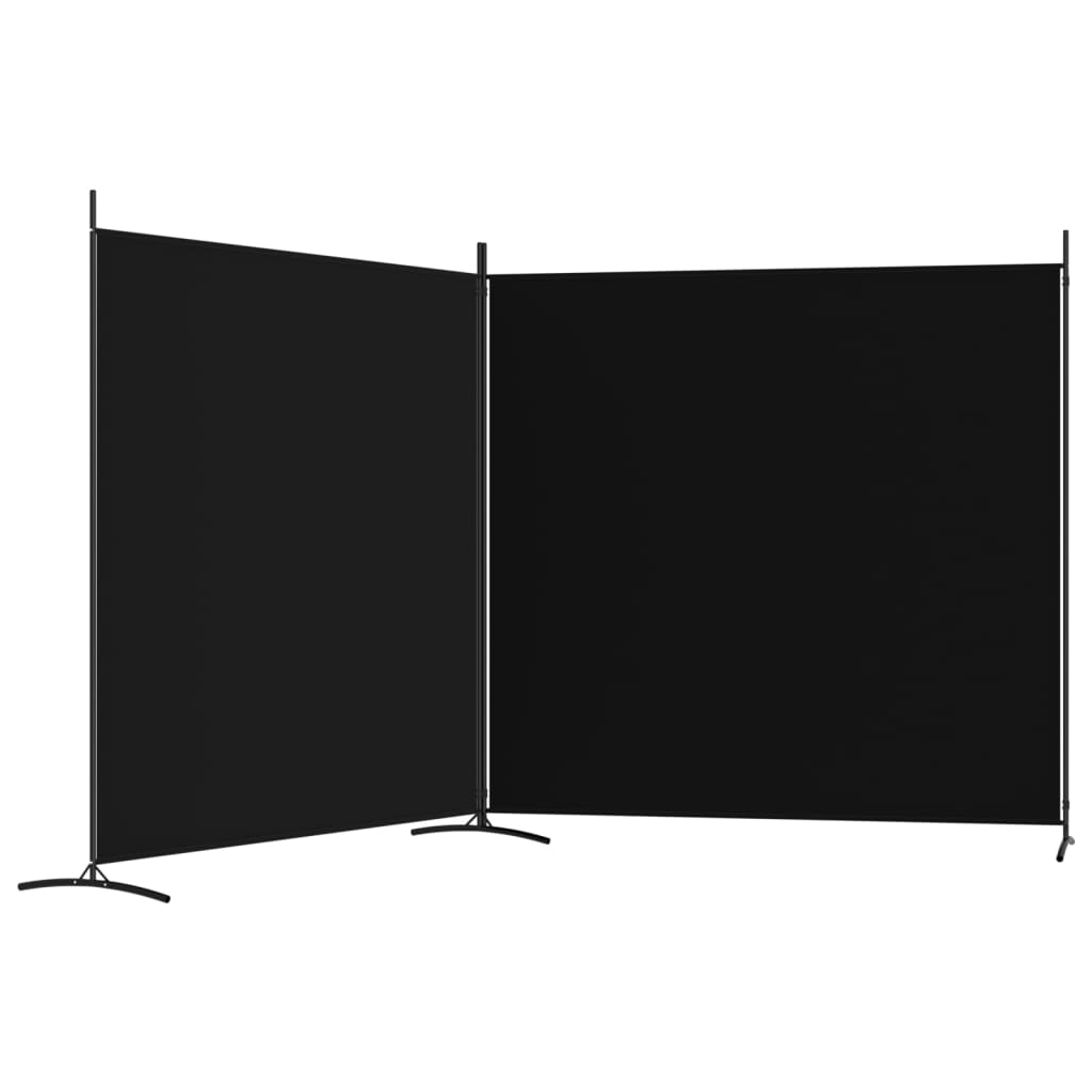 Cloison de séparation 2 panneaux Noir 348x180 cm Tissu