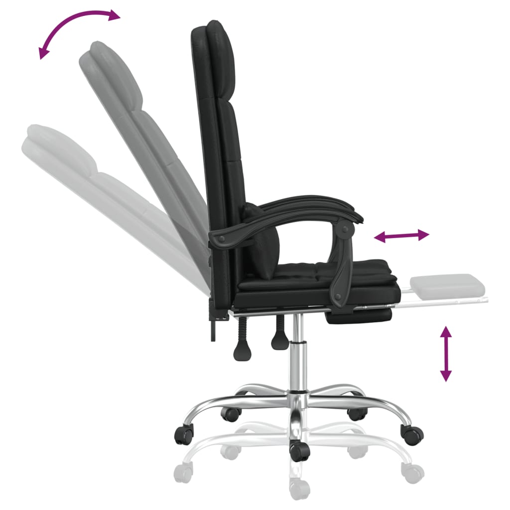 Fauteuil de massage inclinable de bureau Noir Similicuir