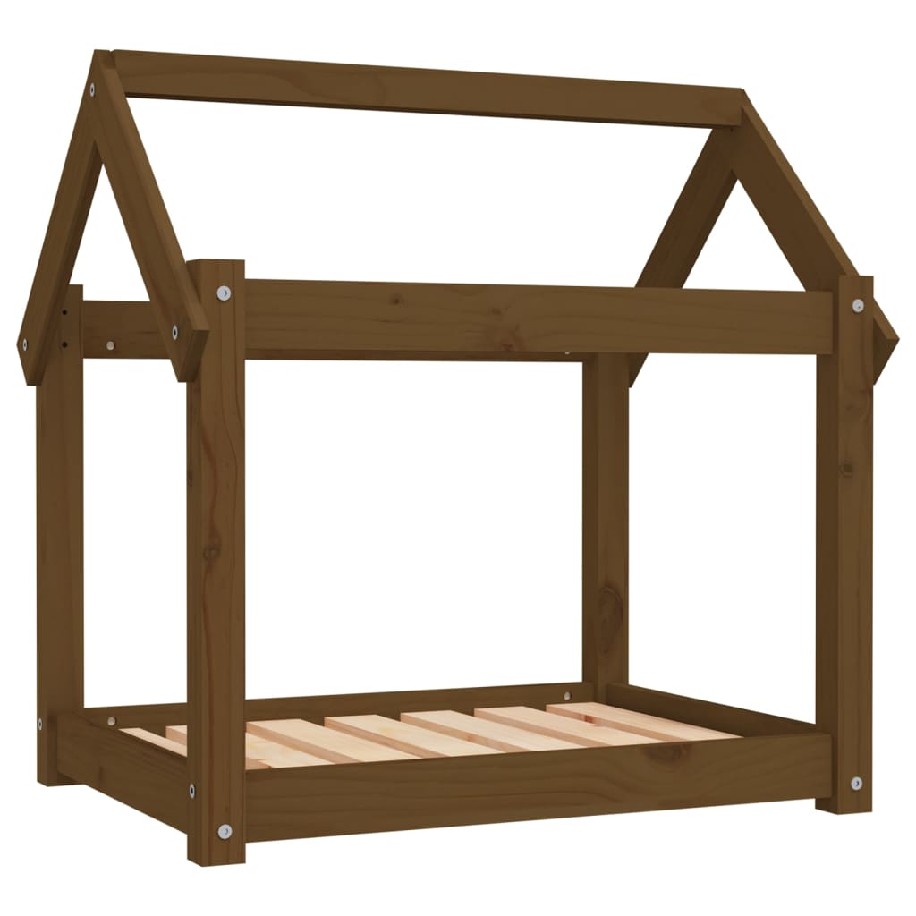 Lit pour chien Marron miel 71x55x70 cm Bois de pin solide