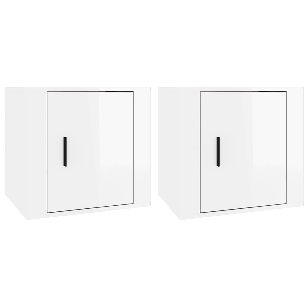 Tables de chevet 2 pcs Blanc brillant 50x39x47 cm