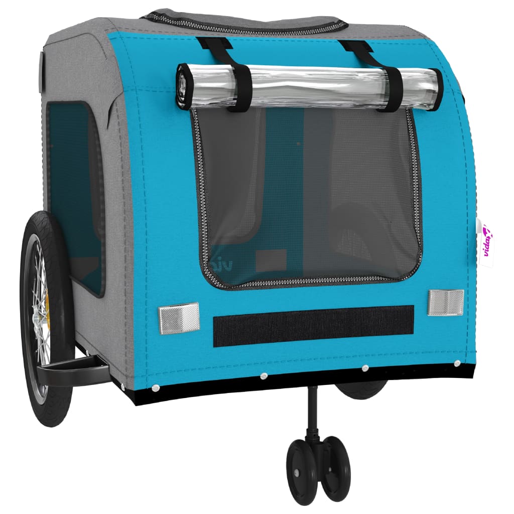 Remorque de vélo pour animaux de compagnie bleu et gris