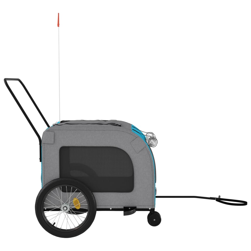 Remorque de vélo pour animaux de compagnie bleu et gris