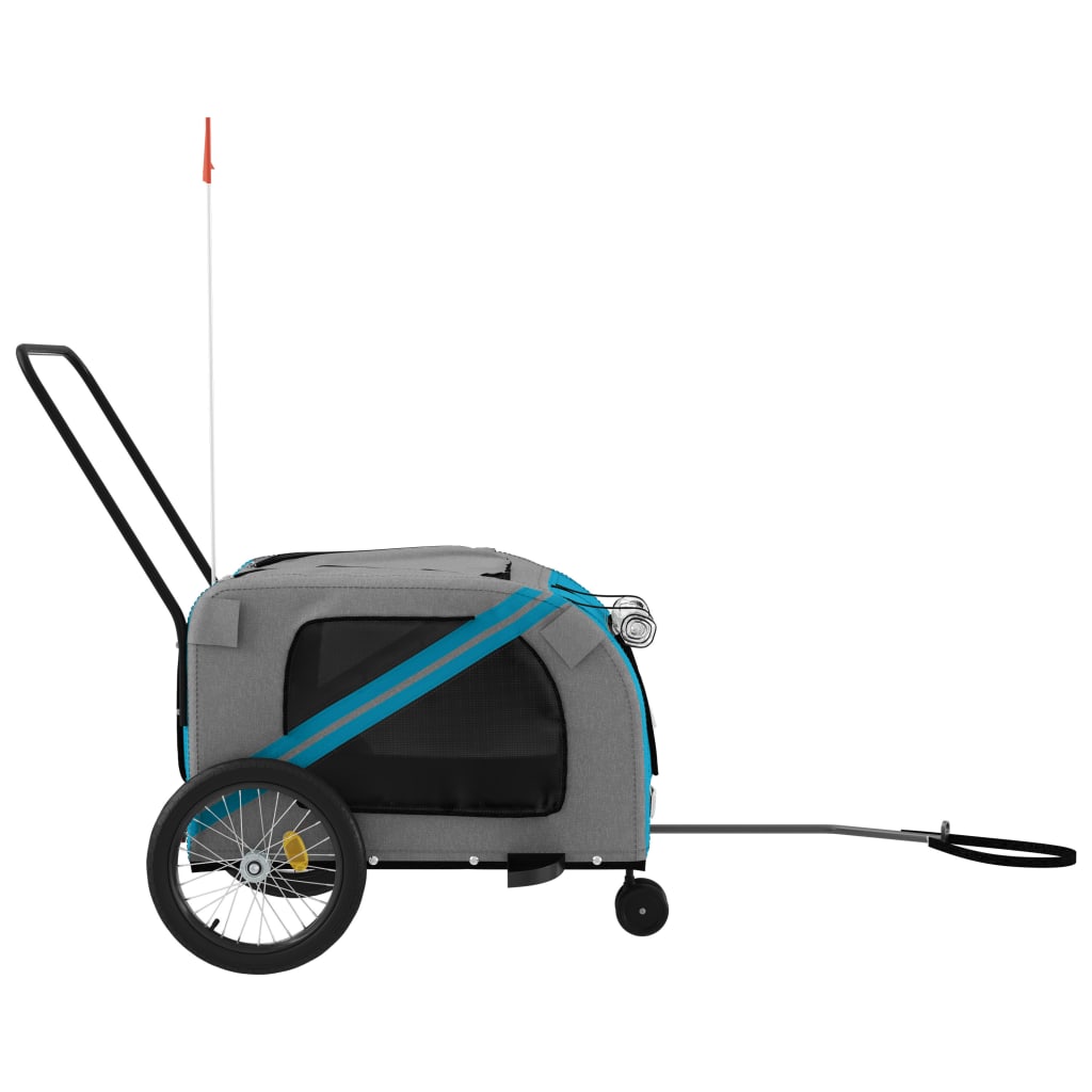 Remorque de vélo pour animaux de compagnie bleu et gris