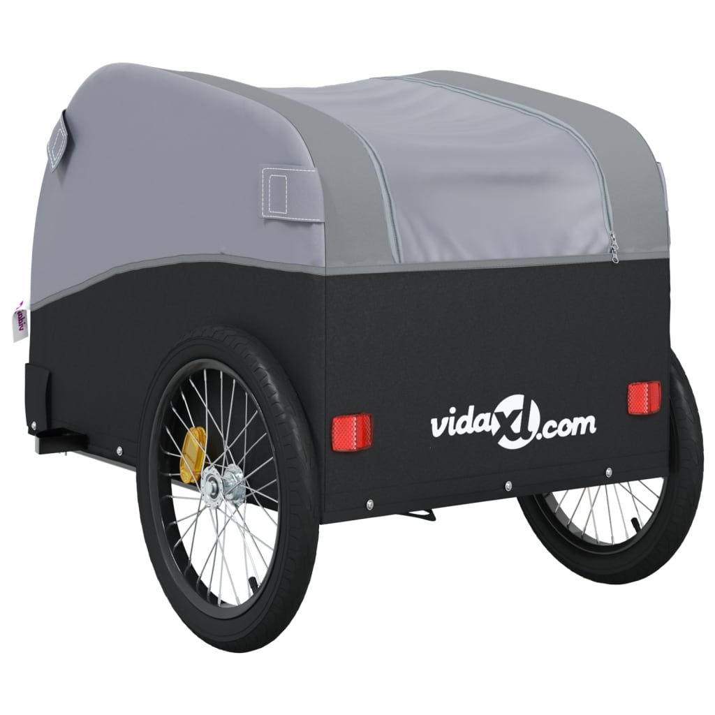 Remorque pour vélo noir et gris 45 kg fer