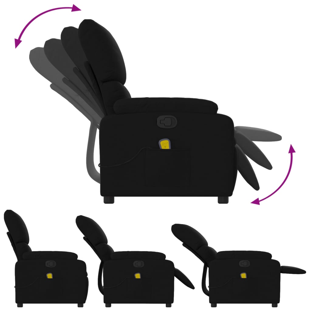 Fauteuil de massage inclinable Noir Tissu