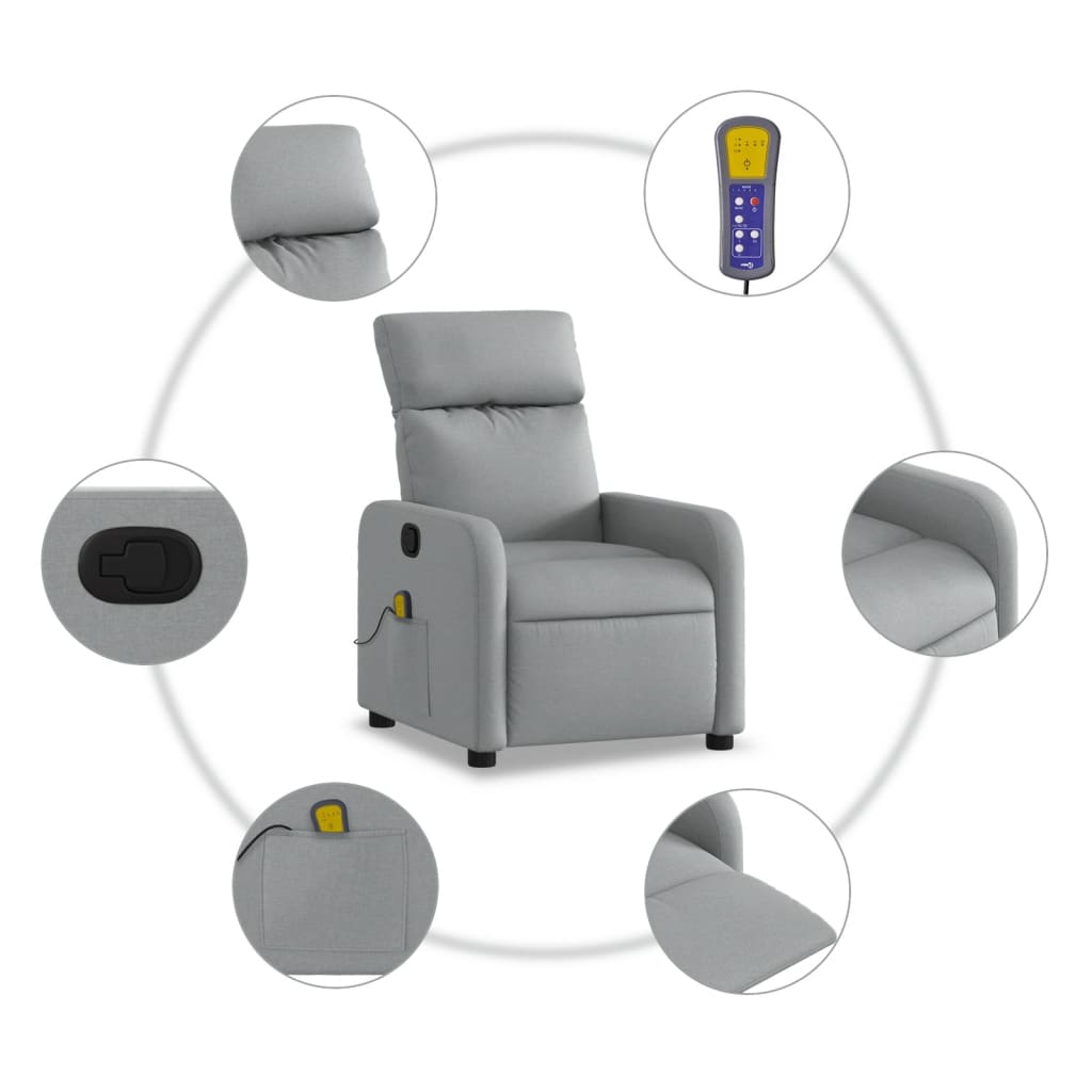 Fauteuil de massage inclinable Gris clair Tissu